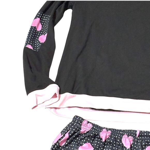 I Love Sleep Pajama Set - Long Sleeve Elbow Patch Top & Heart Dot Pants - Medium - Picture 13 of 16